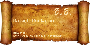 Balogh Bertalan névjegykártya